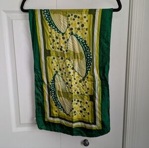 Vintage Echo Green Mushroom Silk Scarf Made in Japan
